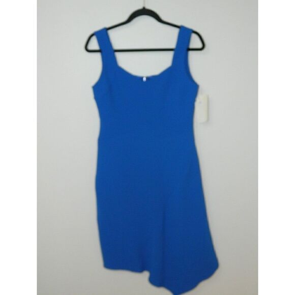 Shoshanna Dress‎ Size 6 Blue Textured Asymmetric Hem Sleeveless - Picture 7 of 10